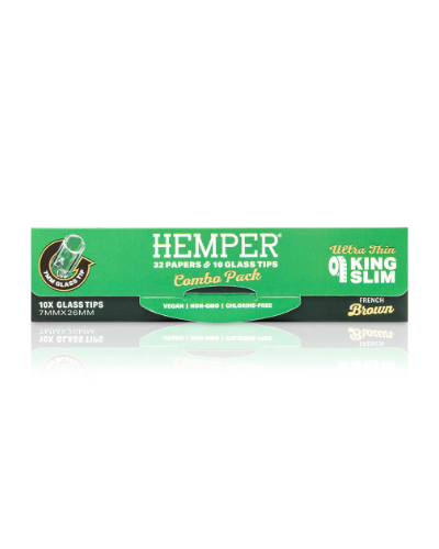 Hemper King Size Papers + Glass Tips 7mm | Brown Rolling Papers image 2